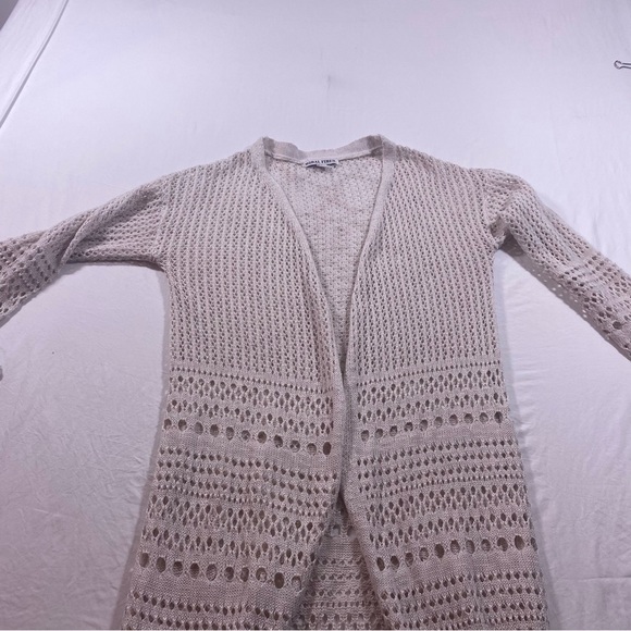 Moral Fiber Open Cardigan Large Women Embroidered Long Line Beige long sleeve - Picture 8 of 10